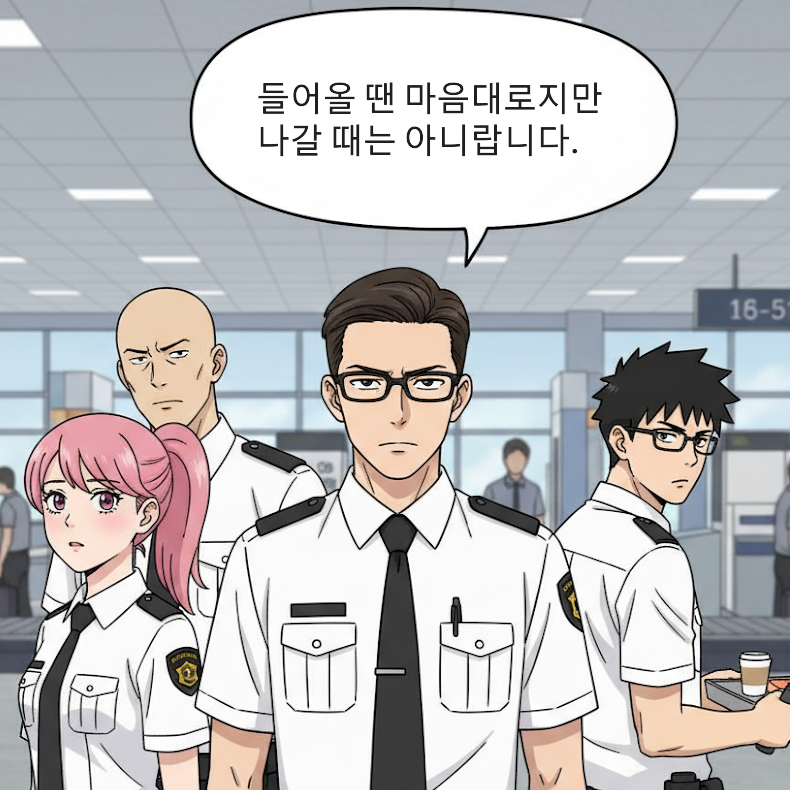 들어올 땐 마음대로지만 나갈 때는 아니랍니다.
